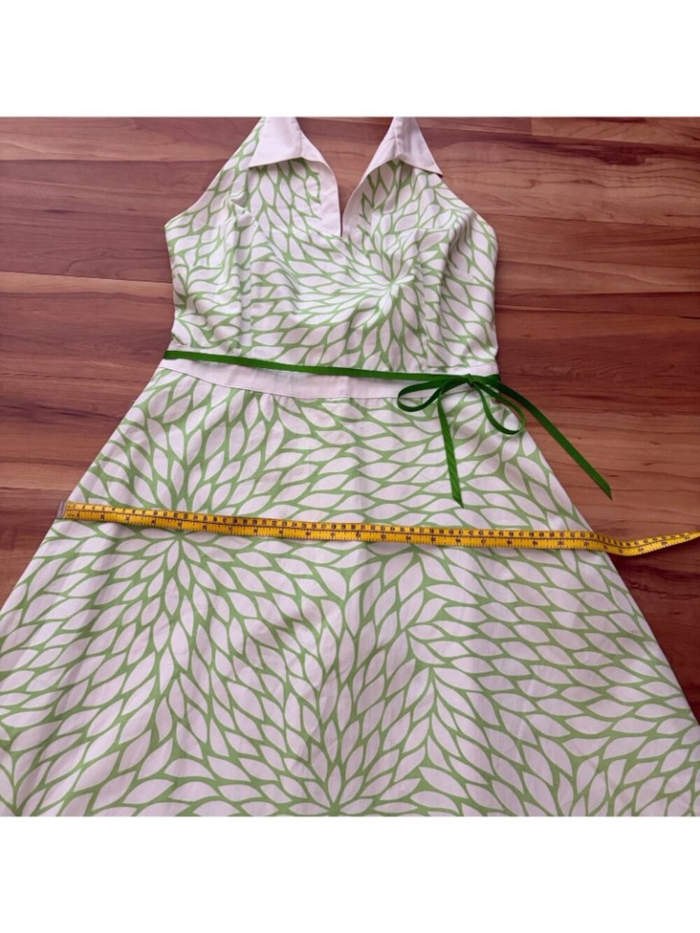 Yves Cossette Depeche Mode Women’s Size 12 Green White Floral Halter Fit Flare - Picture 4 of 13